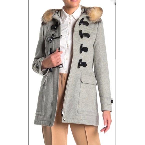 Burberry Jackets & Blazers - Burberry blackwell genuine fox fur trim coat